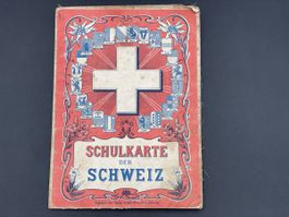 Antike Schullandkarte Schweiz ca. 1920 