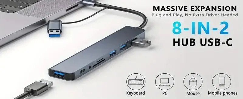Hub & Switch: Hub USB-C-Splitter-Kartenleser Anschluss Docking station – Nuovo e nell'imballaggio originale da Genève venduto da Top-Trend 7