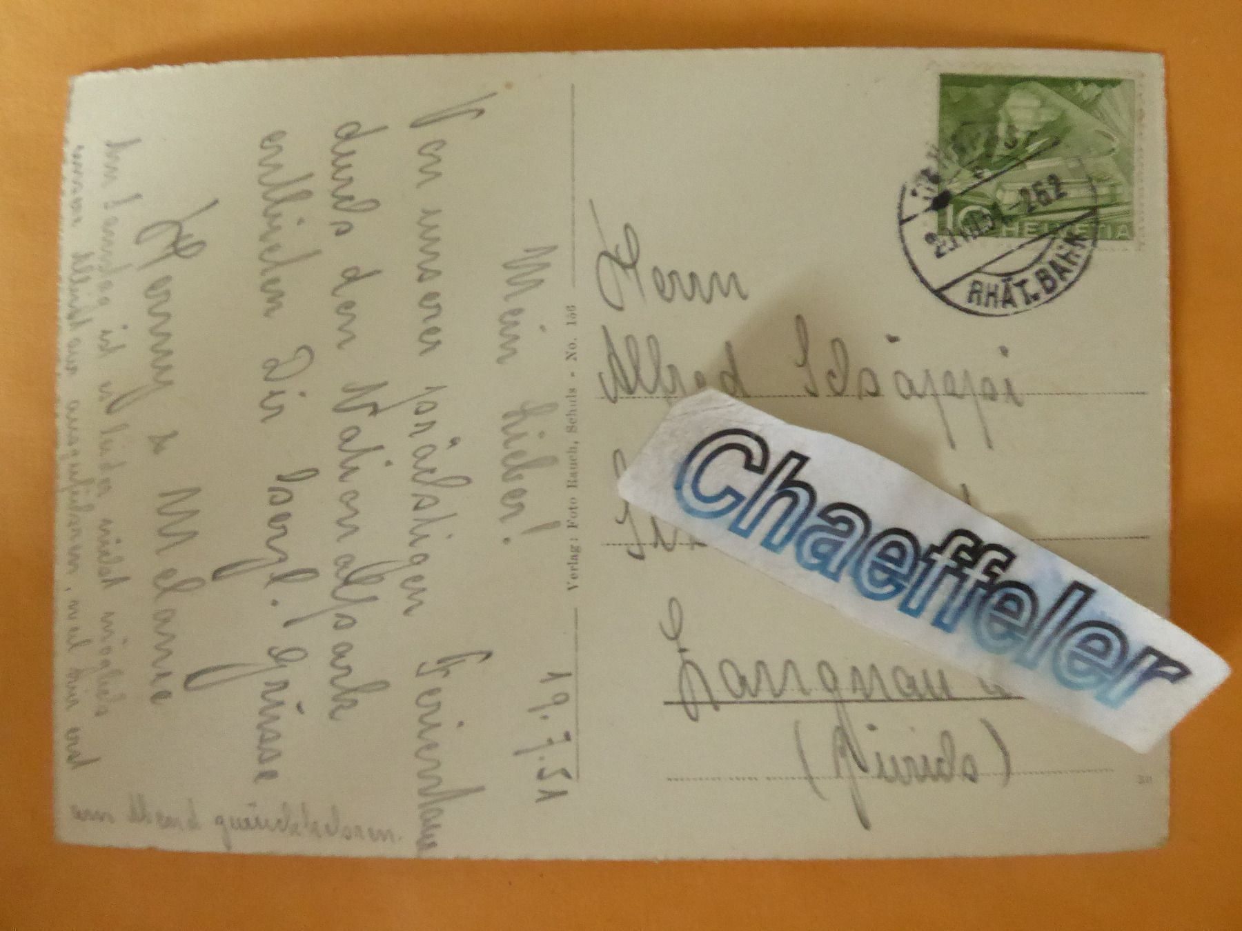 Cartoline postali: 1951 carl / Piz Sesvanna – Usato da Zürich venduto da Chaeffeler 1