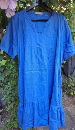 Kleid 100% Leinen blau Grösse L/XL