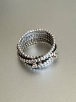 Vintage PANDORA 925 Silber Ring mit 14K Gold, Diamanten: 58