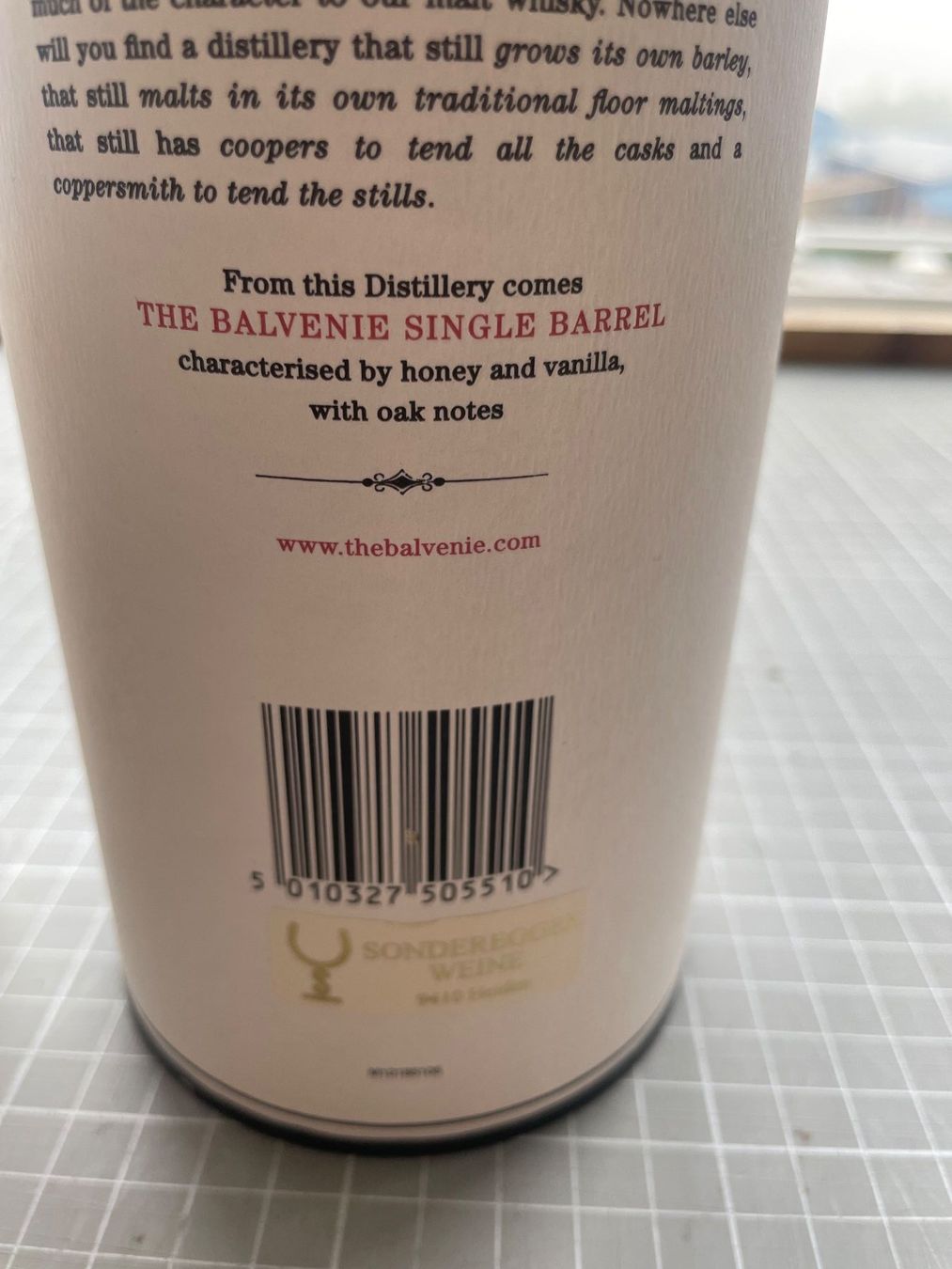 Balvenie Bevande alcoliche: The Balvenie 15 Years Single Barrel – Nuovo e nell'imballaggio originale da Flawil venduto da Pirar 3