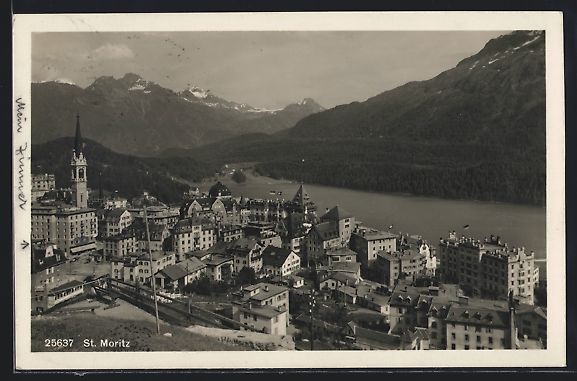 Cartoline postali: St. Moritz, Gesamtansicht aus der Vogels – Usato da Berlin venduto da bartko-reher