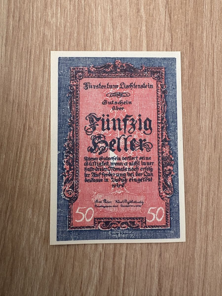 Banknoten: Liechtenstein 50 Heller  – Neu (gemäss Beschreibung) aus Stein am Rhein von ste_00