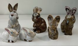 Lot de 6 lapins cloisonnés chinois