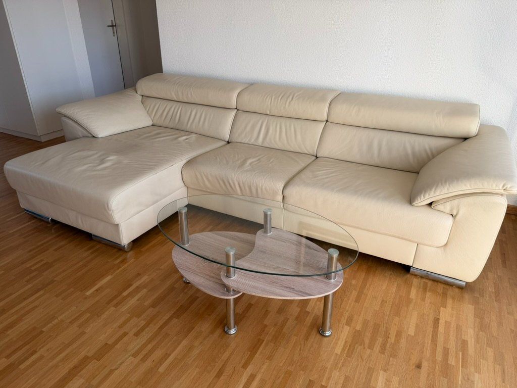 Divani: Echtleder Ecksofa Ecksofa / Longchair – Champagner – Usato da Rapperswil SG venduto da gab_gvj9 1