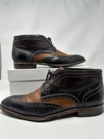 Edle Schnürschuhe Wingtip Leder Zweifarbig Gr. 43 Herren 