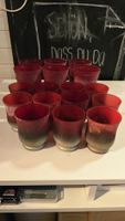 Windlichter, Teelichthalter, Glas, Rot/Gold, Restposten 17st