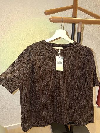 Mango Glitzer-Shirt Schwarz/Gold 