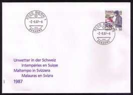 1987_W66_UNWETTERMARKE Postbeförderung_FDC 7.9.87 BERN 1 !