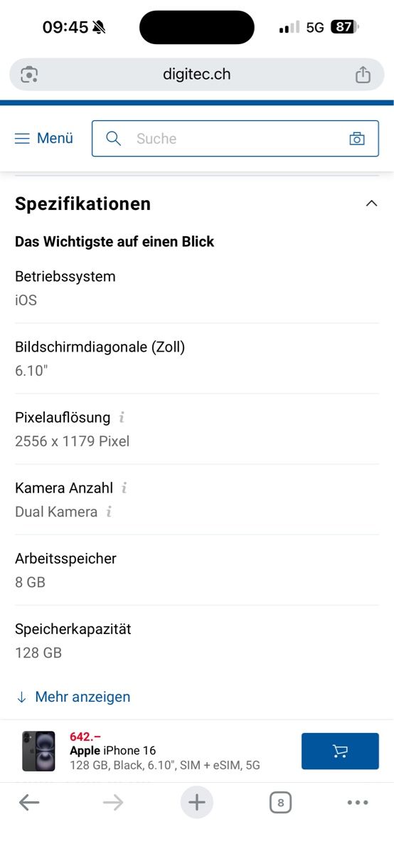 Apple Portables: Apple iPhone 16 128GB Black – Neuf avec emballage d'origine à Inwil par giuoli 1