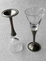 Zinn-Glas Likörgläser, Schweden - Rune Tennesmed, 2er Set