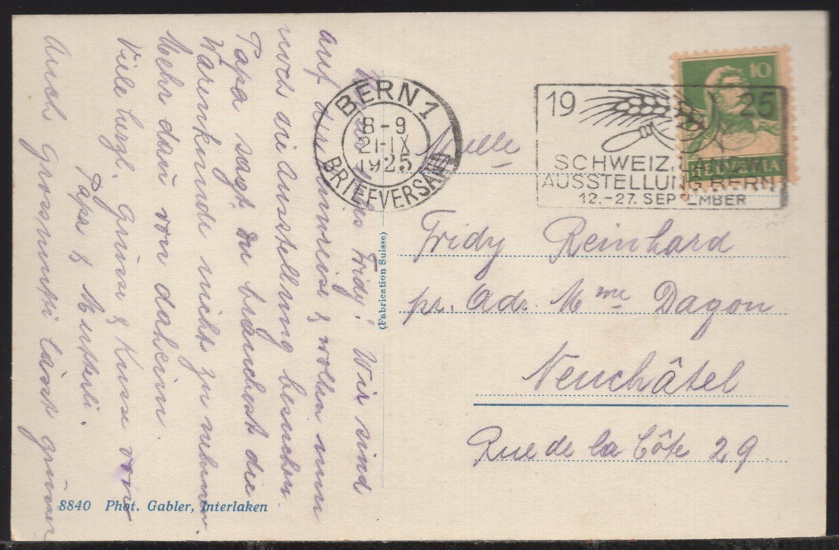 Cartoline postali: brienzersee und Rothorn  1925   Dampfschiff – Usato da Aarau venduto da kufi44 2
