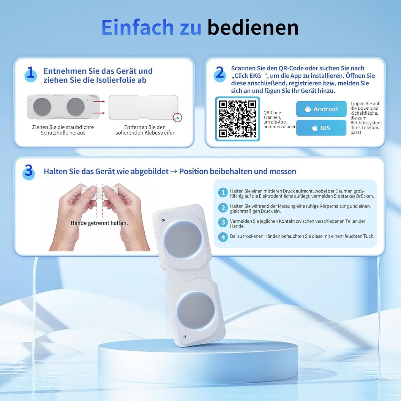 Attrezzature mediche: Mobiles EKG-Gerät mit App iOS Android Herzfrequenzmesser – Nuovo e nell'imballaggio originale da Suhr venduto da SchnapperCH 3