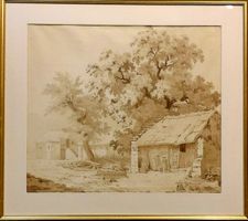 CALAME ATTRIBUÉ/ SUPERBE AQUARELLE SUISSE 18EME SIÈCLE
