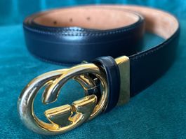 Gucci GG Reversible Interlocking Gurt I Gold Doppelschnalle