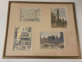 Tableau de quatre aquarelles