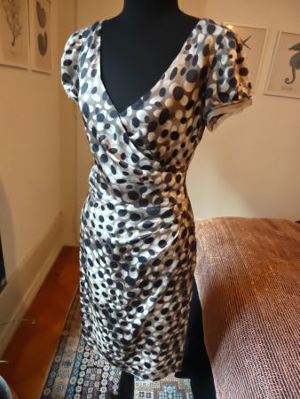 Giorgio Armani Collezioni silk ruched dress geometric S 40IT