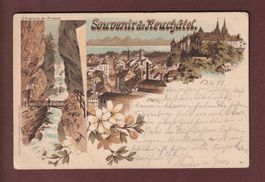 Souvenir de NEUCHÂTEL 1897 Litho Guggenheim // déchirure //
