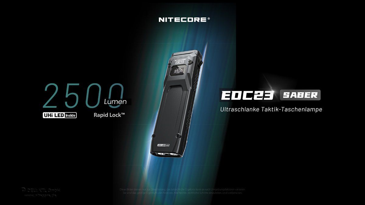 NiteCore Lampen: Nitecore EDC23 SABER Taschenlampe - 2500 Lumen – Neu und originalverpackt aus Grüningen von Prolumin 1