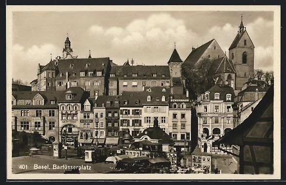 Cartoline postali: AK Basel, Barfüsserplatz – Usato da Berlin venduto da bartko-reher