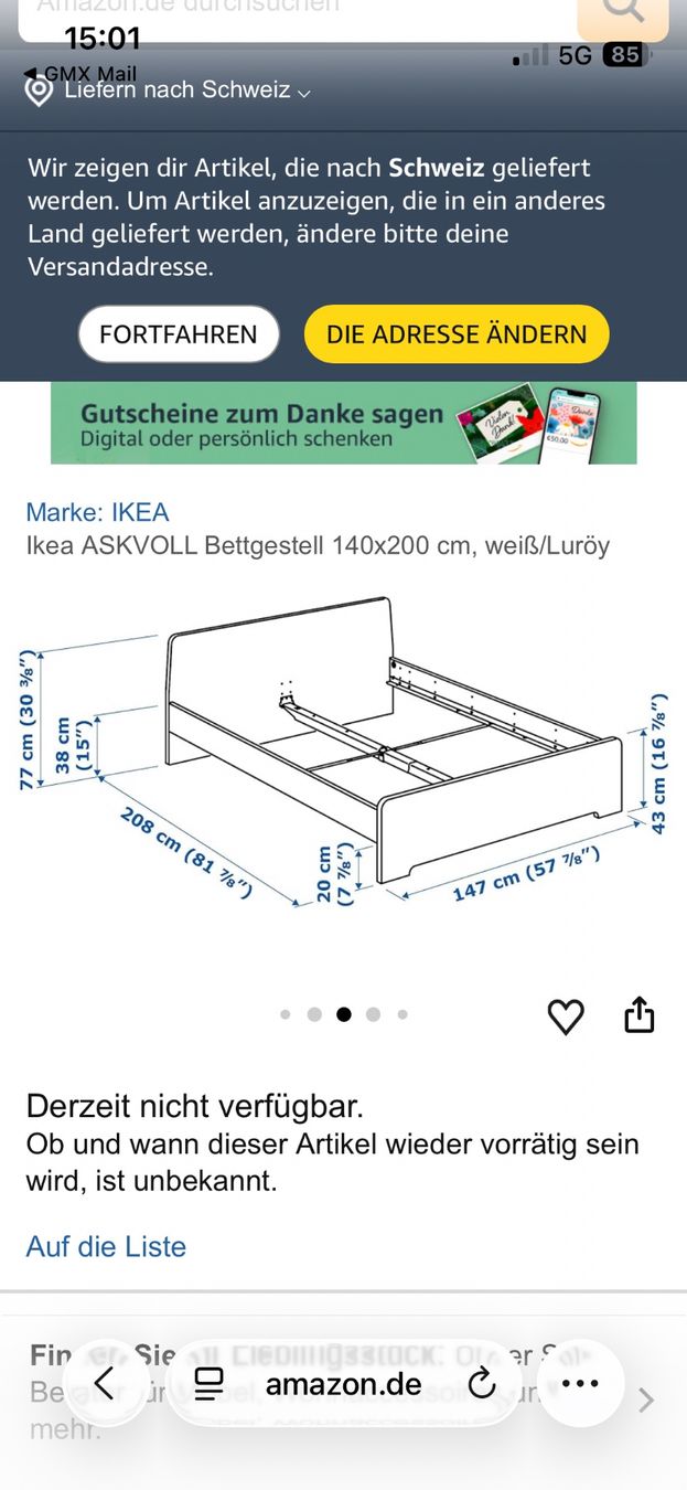 Ikea Letti: Bett 140x200 – Usato da Eglisau venduto da tinamin 8