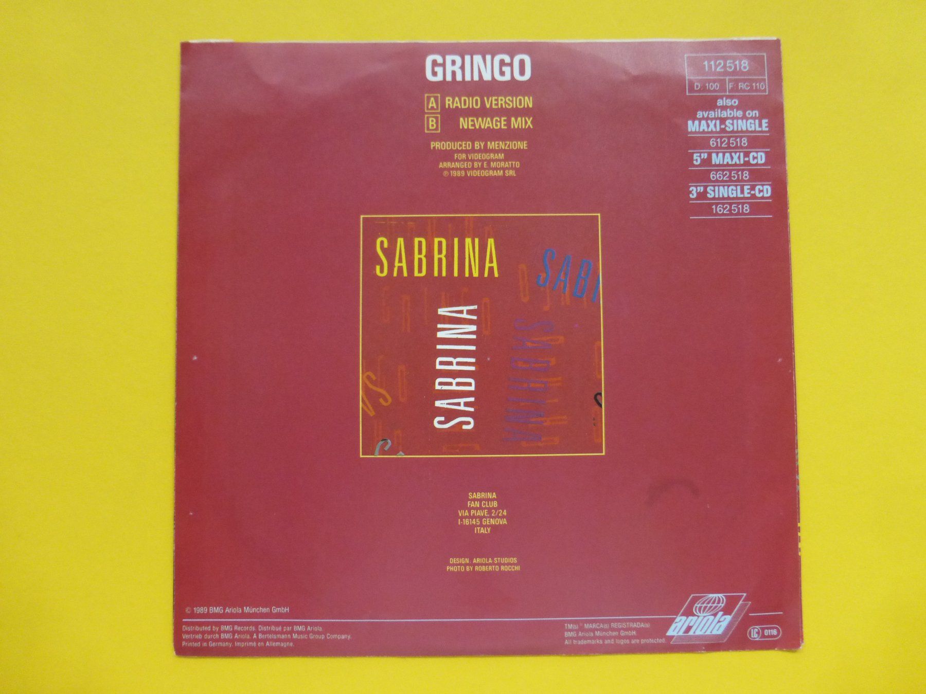 Dischi in vinile: Sabrina – Gringo – Usato da Zürich venduto da Swiss57 1