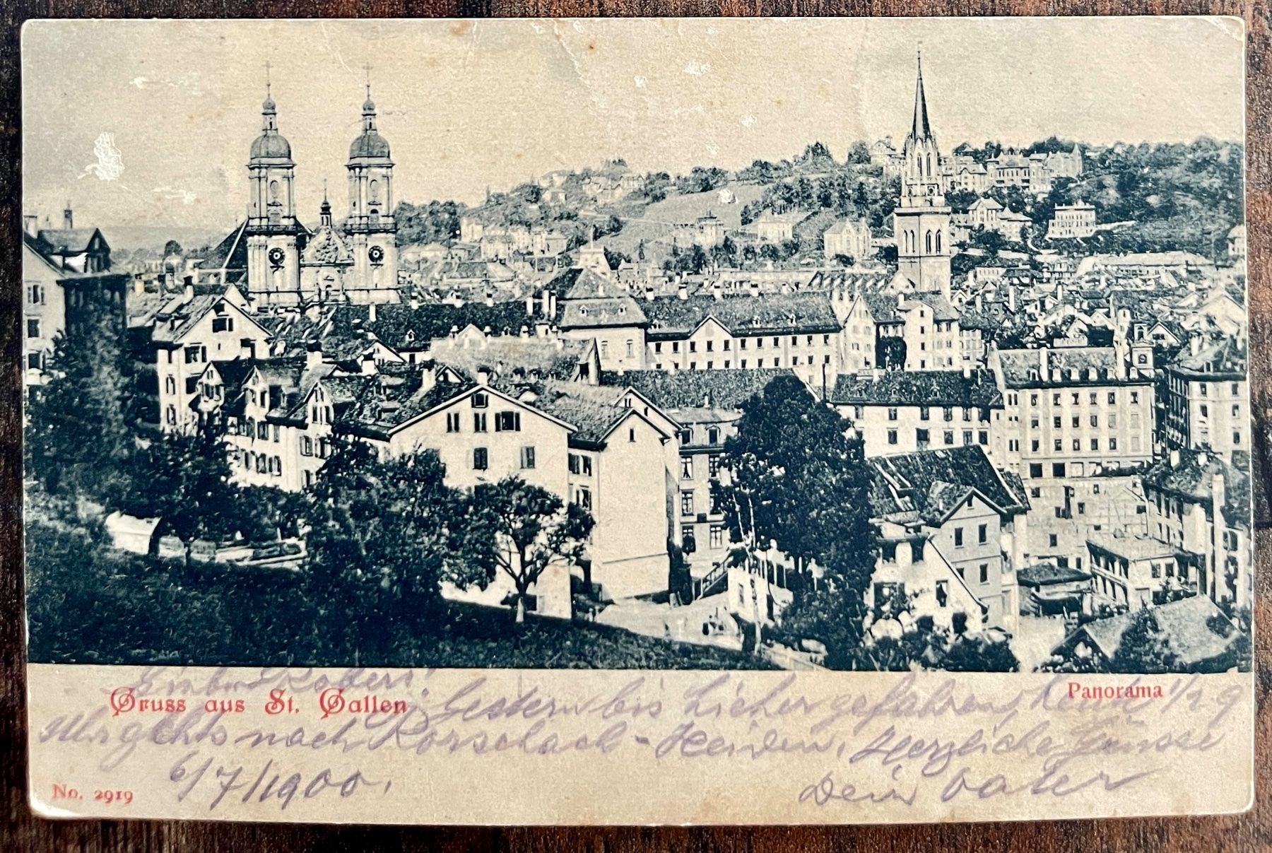 Ansichtskarten: Gruss aus St. Gallen - Litho Panorama 1900 – Gebraucht aus Lutry von Ediego