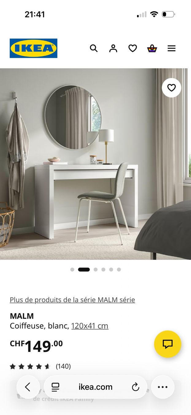 Ikea Tavoli da trucco: Coiffeuse MALM IKEA – Usato da Genève venduto da Khelasamy 2