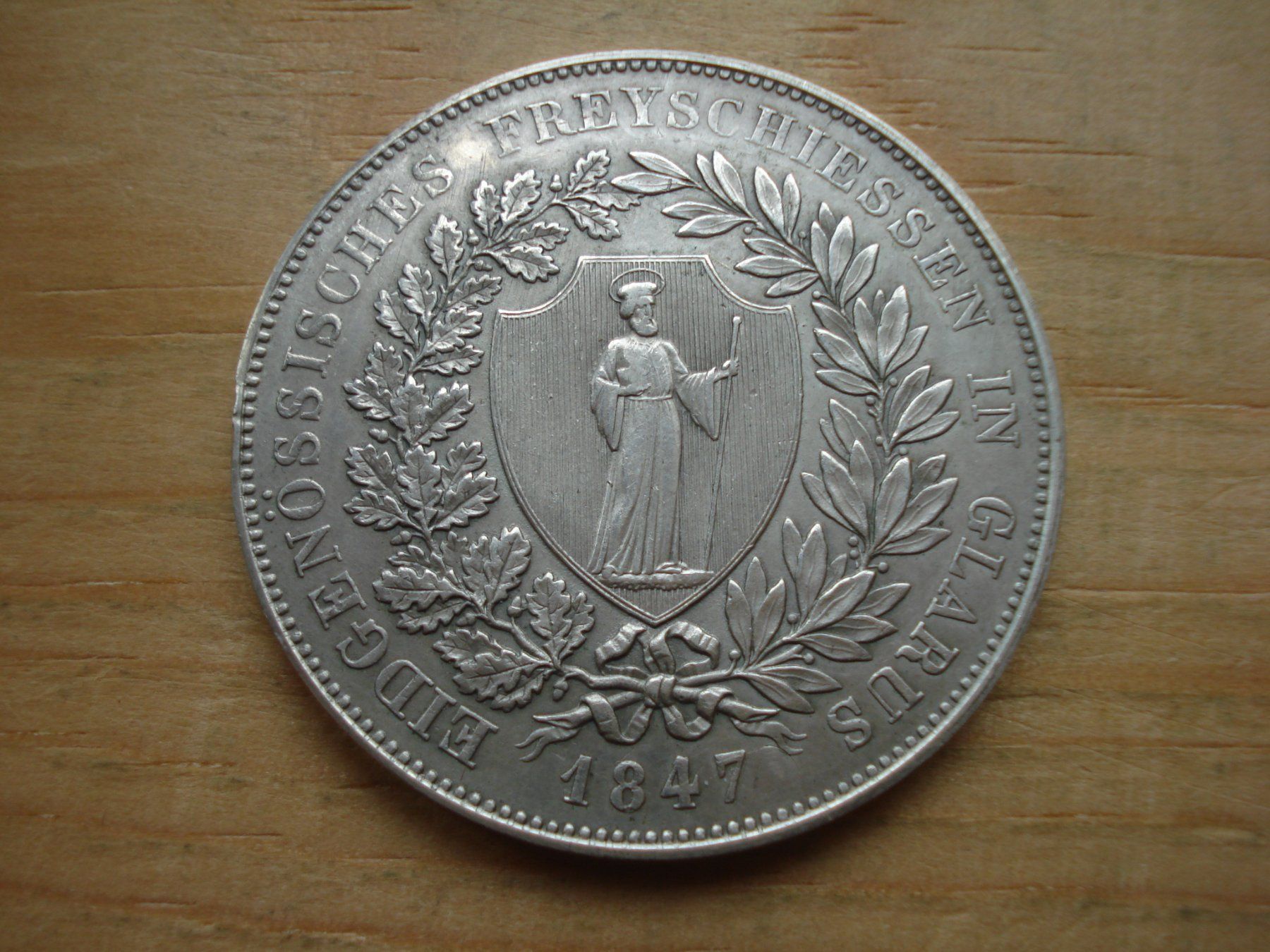 Alle Münzen: (B) Schützentaler Glarus 1847 – Gebraucht aus Erlach von Net-Coins