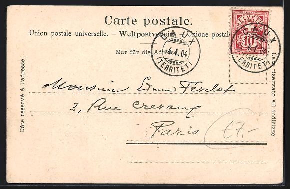 Cartoline postali: AK Caux, Palace Hotel, 1904 – Usato da Berlin venduto da bartko-reher 1