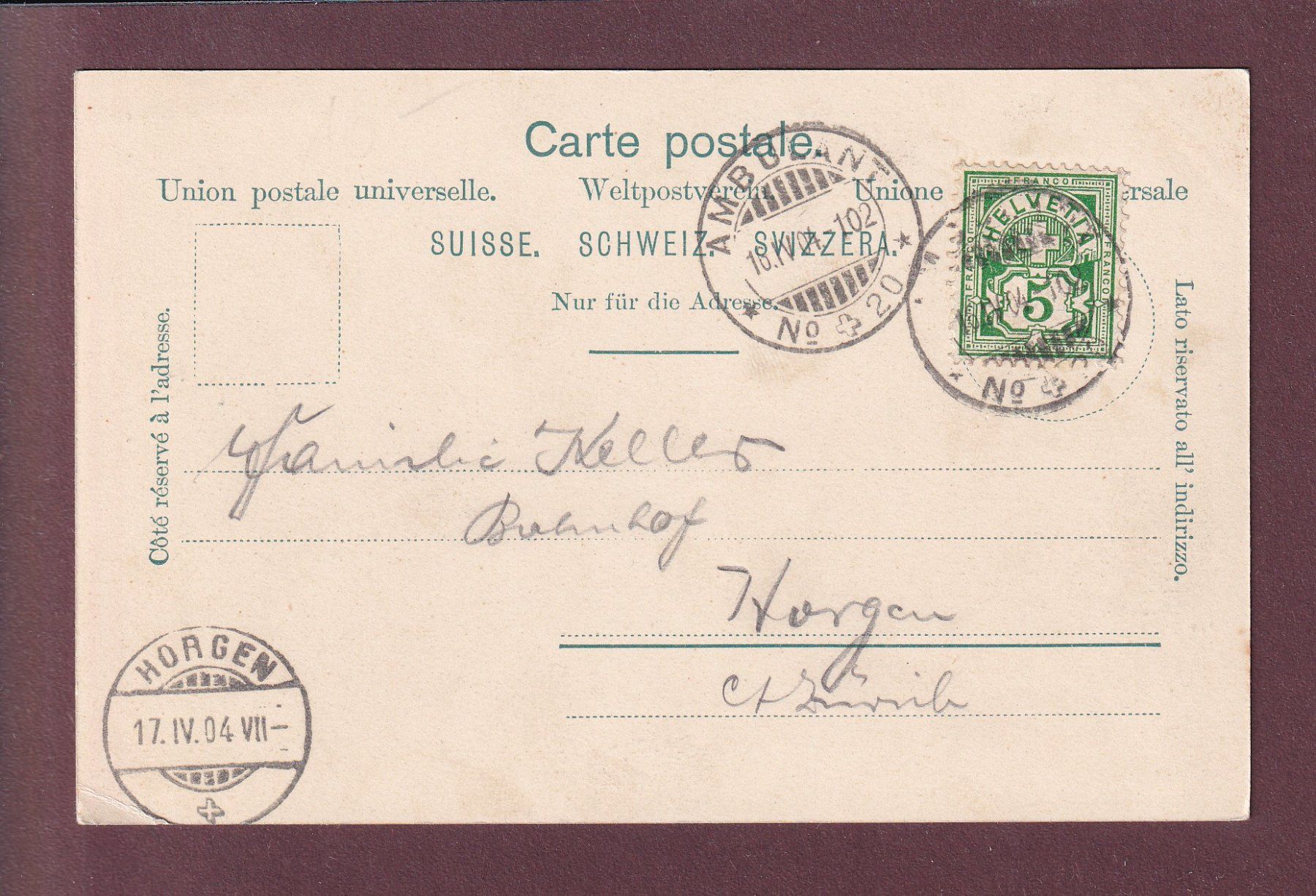Cartoline postali: BELLINZONA - Stazione - 1904 – Usato da Pully venduto da nicecards 1