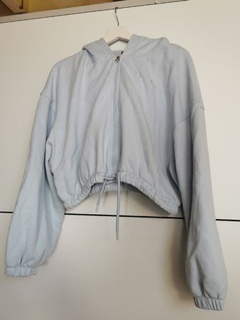Teveo Cropped Kapuzenjacke hellblau mit Reissverschluss