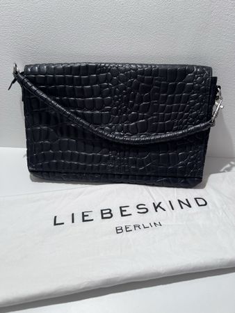Liebeskind Berlin Clutch Leder Kroko Optik - schwarz 