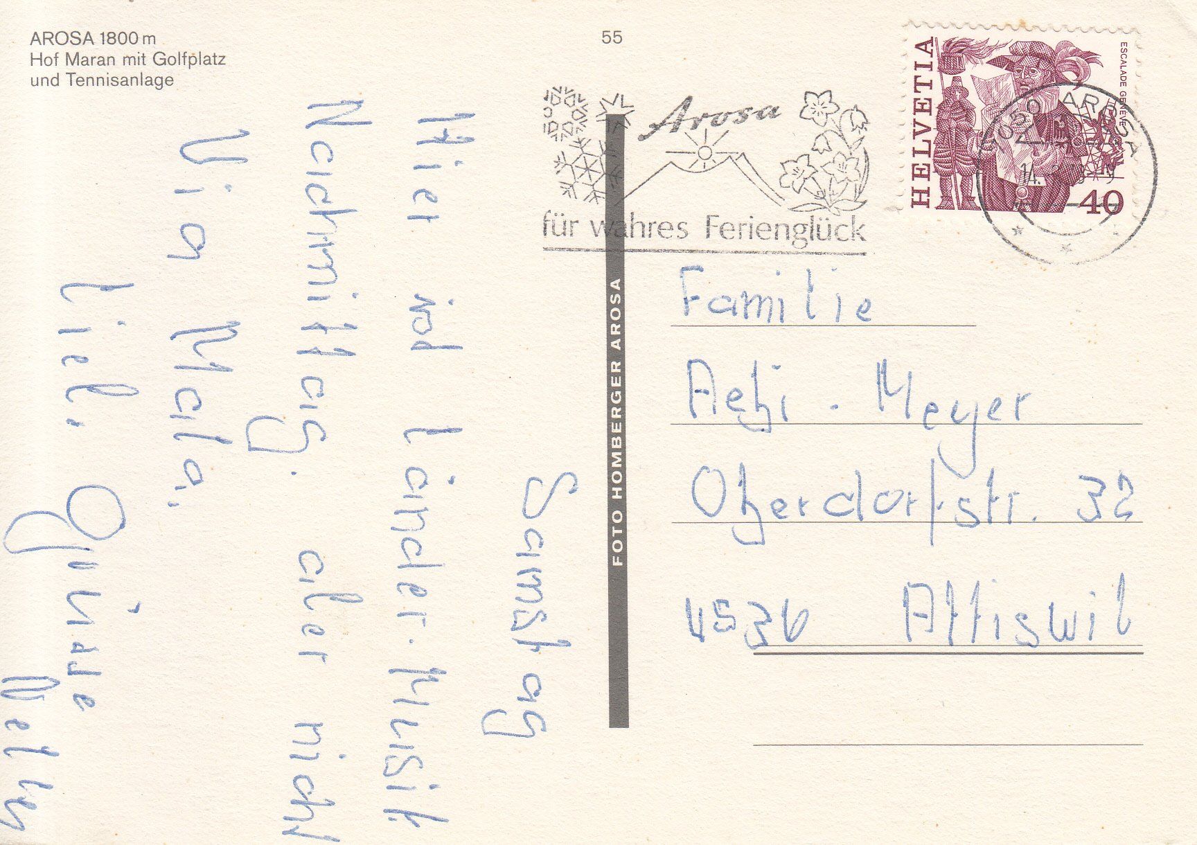 Cartoline postali: Arosa Maran 1978 – Usato da Bürglen TG venduto da StampGraf 1