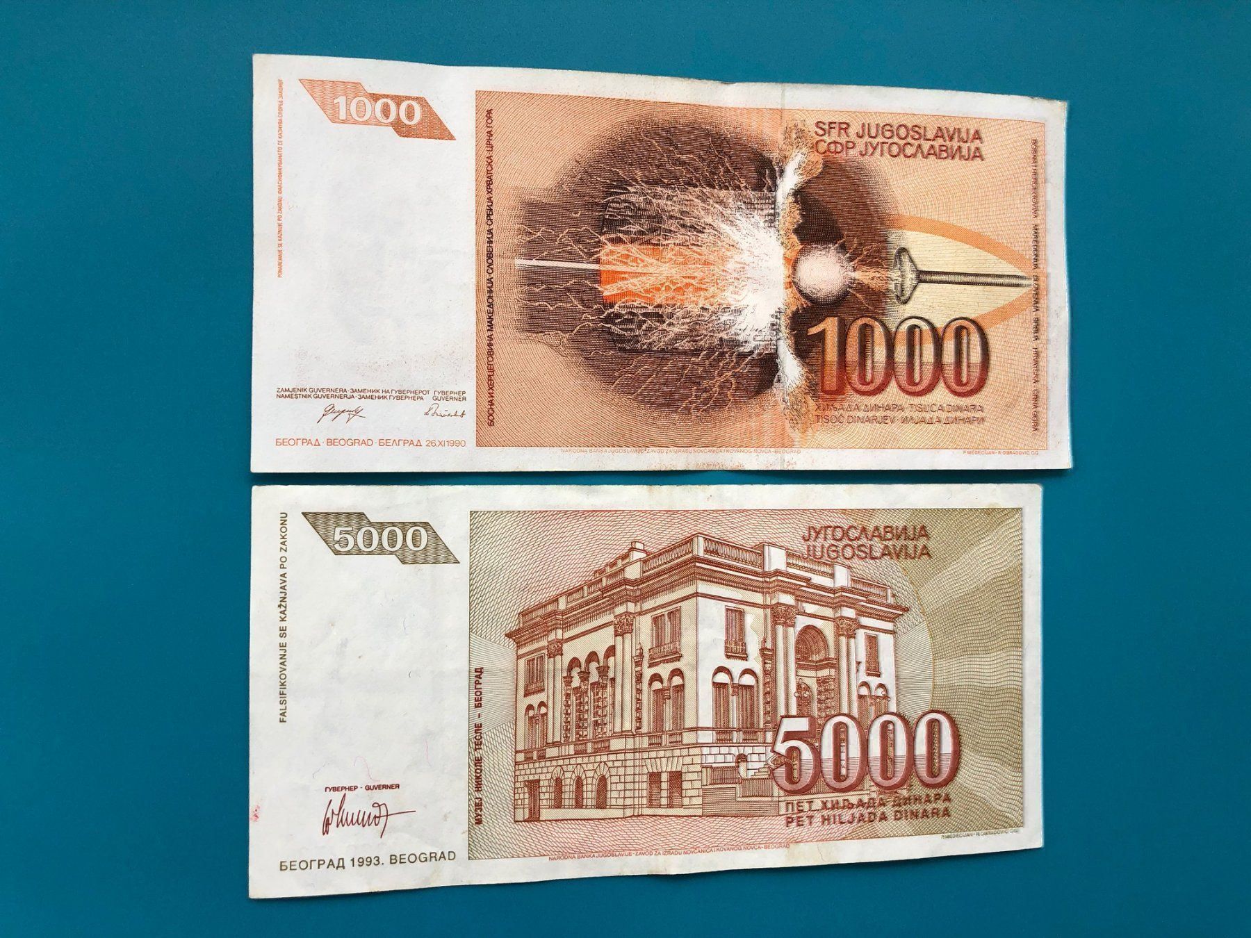 Banconote: Belgrad 1990/93 - Nikola Tesla - 2 [] – Usato da Pfäffikon SZ venduto da Sieben77 1