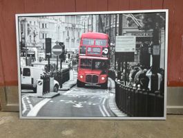 London Doubledecker Bus Bild mit Rahmen, 40x60cm, Herbstdeko