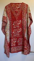 Caftan tunique d'été rouge orangé à motifs, neuf!