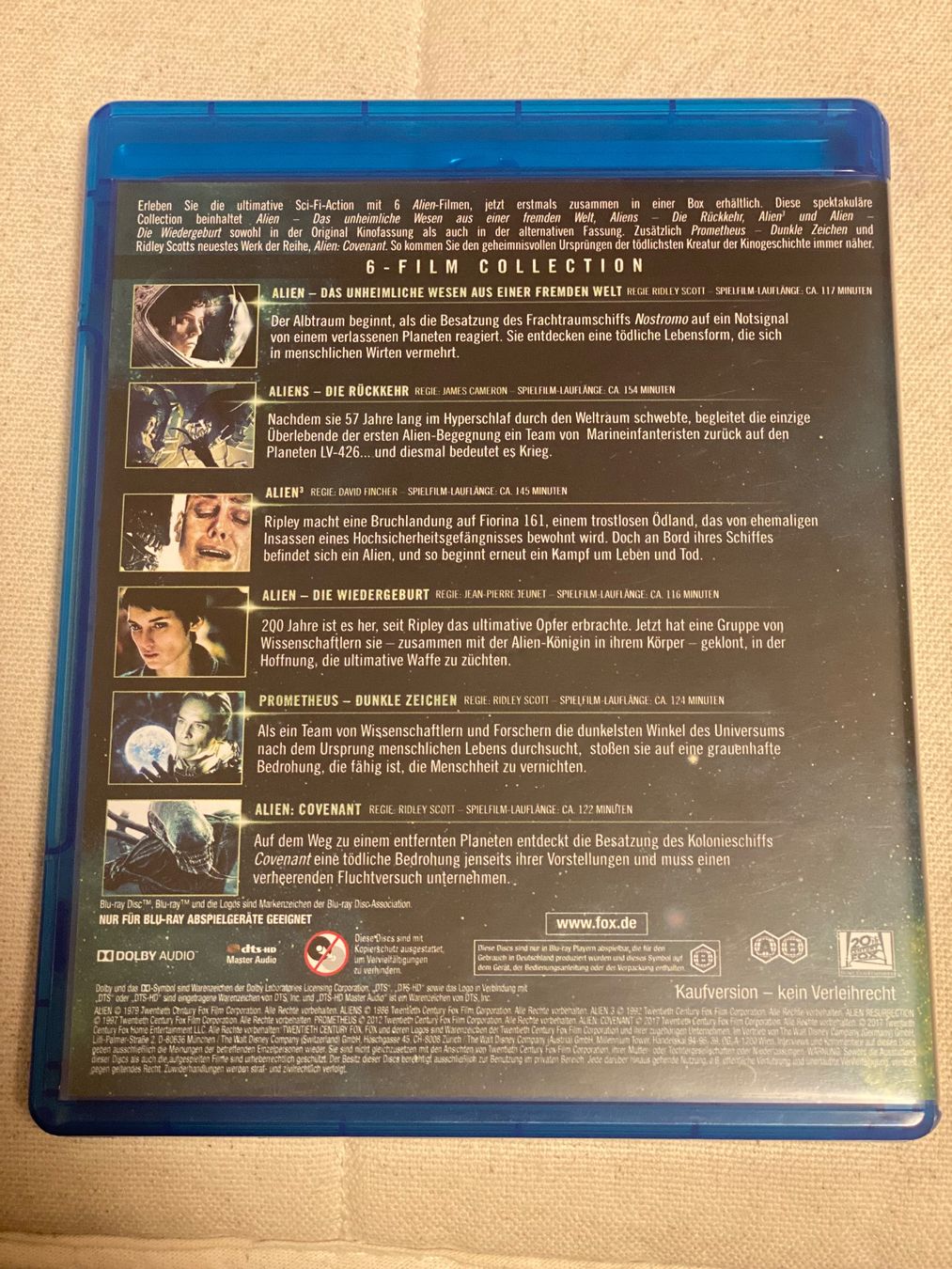 Alle DVDs: Alien 6 Filme Collection Blu-ray – Gebraucht aus Fahrweid von  1