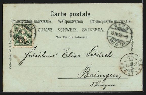 Cartoline postali: Mondschein-Lithographie Bern, Ortsansich – Usato da Berlin venduto da bartko-reher 1