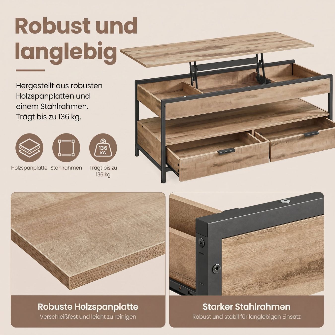 Tavoli: Couchtisch mit Schubladen NOELIA – Nuovo e nell'imballaggio originale da Lachen SZ venduto da MAMORU-MOEBEL 7