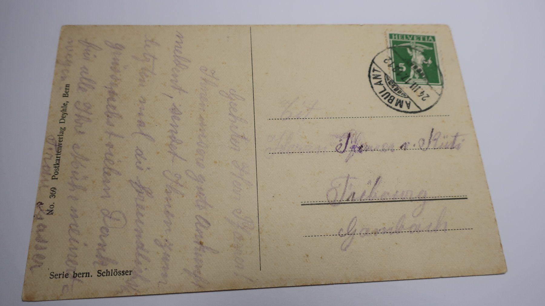 Cartoline postali: Schloss Kehrsatz bei Bern.  1917 – Usato da Cormoret venduto da Pascalll2001 2