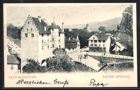 Cartoline postali: AK Baden, Landvogteischloss, 1899 – Usato da Berlin venduto da bartko-reher