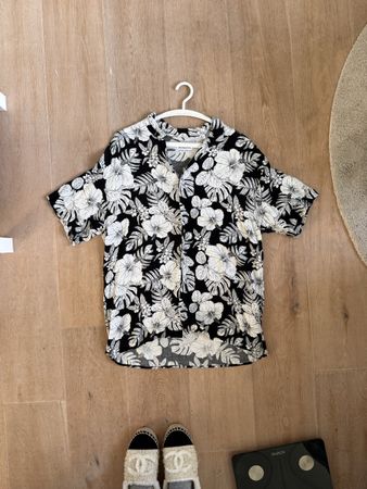 Black & White Hawaiian Shirt - Summer Vibes - Size M