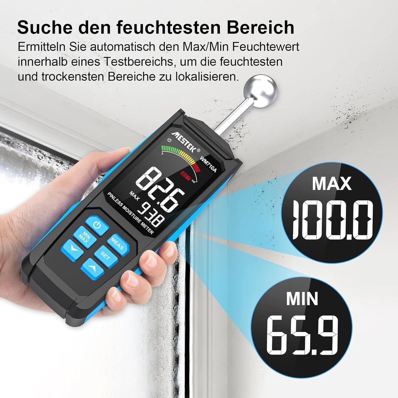 Messen: Pro Feuchtemessgerät kontaktlos mit Digitale LCD Display – Neu und originalverpackt aus Châtelaine von topshop.switzerland 3