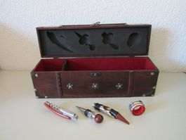 4-teilige Wein-Geschenktruhe rustikal