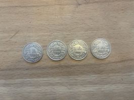 4 x 1 Franken Silber 1906,1910,1913,1916