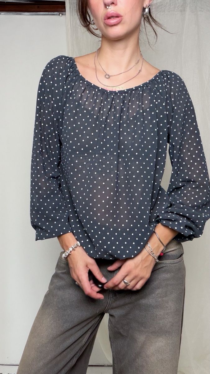 Chemisiers: Blouse TODAY polka dot grey size M – D'occasion à Knonau par Grapesvintage