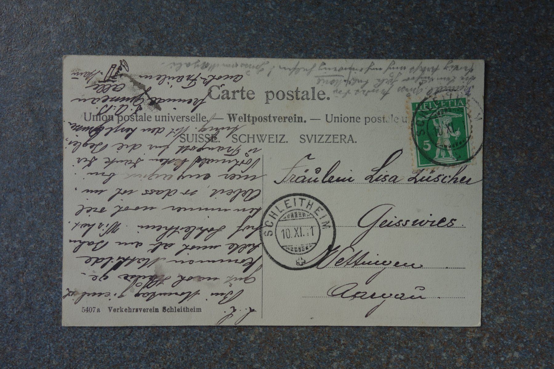 Cartoline postali: Ansichtskarte Schleitheim Randenturm 1911 – Usato da Stein am Rhein venduto da Laffoni 1