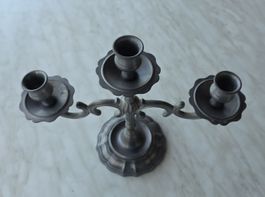 Vintage Pewter Three-Candle Sconce -